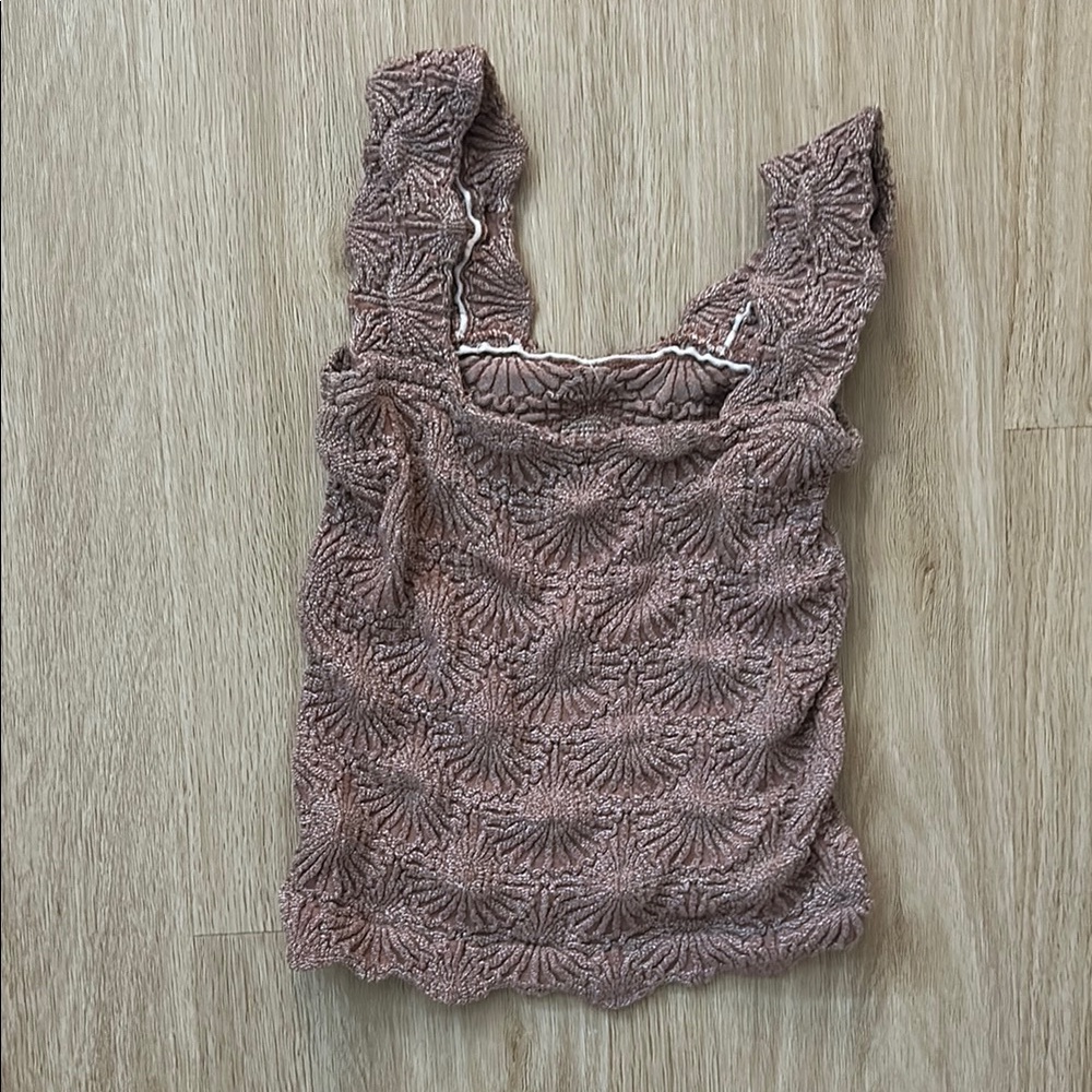 Free People Pink Smocked Ruffled Camisole